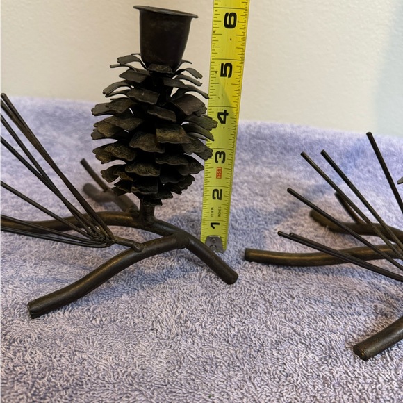 Brown metal pine cone candle holders. - Picture 7 of 7